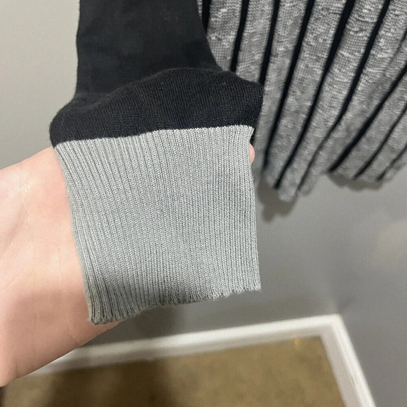 Angel Women Black Gray Striped Sweater M Cotton Long Sleeve Tunic Warm Lagenlook - Picture 3 of 7